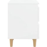  Noćni ormarići s drvenim nogama 2 kom sjajni bijeli 40x35x50 cm | shoptok.hr