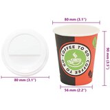  Papirnate šalice za kavu s poklopcem 1000 kom 8 oz 240 ml | shoptok.hr