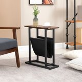 HOMCOM stranska mizica iz iverne plošče in jekla z vrečko za shranjevanje iz tkanine Oxford za dnevno sobo in spalnico, 49x19x55 cm, rjava in črna, (20755609) | Shoptok.si