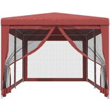 Šator za zabave sa 6 mrežastih bočnih zidova crveni 3x6 m HDPE | shoptok.hr