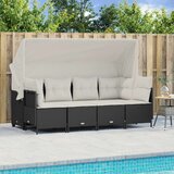 Maison Chic Seti vrtnega pohištva - Vrtna garnitura - Vrtni pohištvo set 5-delna z blazinami črn poli ratan, (21820038) | Shoptok.si