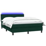 Box Spring krevet s madracem i LED tamno zeleni 160x220 cm baršun | Eponuda.com