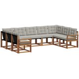  Set vanjskih sofa 9 kom. Prirodna i svijetlo siva Smeđa 304 x 190 x 73 cm | Shoptok.si