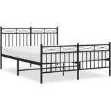 Maison Chic Kovinski Posteljni okvir - Dvoposteljna postelja - Zakonska postelja z vzglavjem in vznožjem črn 140x190 cm, (21697067) | Shoptok.si