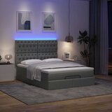 vidaXL Otomanski posteljni okvir z vzmetnico siv 140x200 cm blago Cene