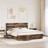  Krevetna konstrukcija s ladicama Dimljeni hrast 200 x 200 cm | shoptok.hr