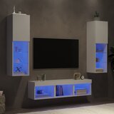 vidaXL 5-dijelni zidni TV elementi s LED bijeli od konstruiranog drva Cijene
