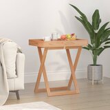 vidaXL Zložljiva mizica s pladnjem 52x36x56,5 cm trdna orehovina | Shoptok.si