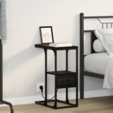 vidaXL Nočna omarica Črni hrast 41.5 x 26 x 60.5 cm Konstruiran les | Shoptok.si