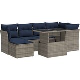 7-dijelni set vrtnih sofa poliratan i bagrem s jastucima sivi | shoptok.hr