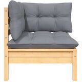 vidaXL Vrtni dvosjed sa sivim jastucima od masivne borovine | shoptok.hr