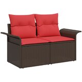  Set sofe 5 kom. Smeđa i crvena Poli Rattan i čelik | shoptok.hr