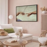  Slika - Michelangelo – The Creation of Adam (hands) 90x60 U crnom drvenom okviru | shoptok.hr