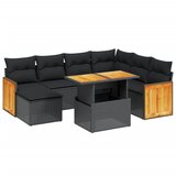 Maison Chic Seti vrtnega pohištva - Vrtna garnitura - Vrtni pohištvo set 8-delna z blazinami črn poli ratan, (21799815) | Shoptok.si