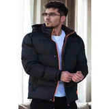 Dewberry 23453 Removable Hood Faux Fur Lined Slim fit Jacket-BLACK