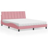 vidaXL Krevet s madracem ružičasti 160x200 cm baršunasti | shoptok.hr