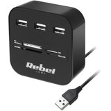 Rebel USB Hub 2.0 razdelnik sa 3 porta i čitačem memorijskih kartica KOM1020 | Eponuda.com