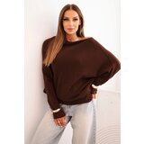 Kesi Włoski Women's asymmetric batwing viscose sweater chocolate Cijene