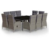  11-dijelni vrtni blagovaonski set od poliratana sivi Siva Dužina stola 200 cm | shoptok.hr