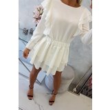 Kesi Dress with vertical ruffles ecru | shoptok.hr