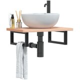  Zidna polica za umivaonik od čelika i masivne bukovine Smeđa 60 x 40 x 2.5 cm | shoptok.hr