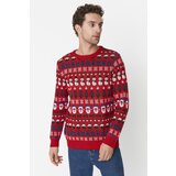 Trendyol Red Men Regular Fit Crew Neck Jacquard Christmas Knitwear Sweater | Shoptok.si