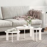 vidaXL Set kavno mizico 3 pcs Bela 47.5 x 47.5 x 27 cm Cene