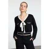 Trendyol Black Ribbon Detailed Knitwear Cardigan