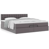 vidaXL Otomanski posteljni okvir z vzmetnicami siv 200x200cm um. usnje, (21609406) | Shoptok.si