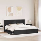  Konstrukcija postelje Črna 200 x 200 cm Inženirsko leseno, (5000121516) | Shoptok.si