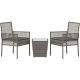  3-delni vrtnarski bistro set s blazinami sivo poli ratan, (22015405) | Shoptok.si