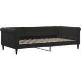  Dnevni krevet na razvlačenje s ladicama crni 100x200 cm baršun | shoptok.hr