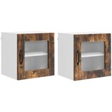  Zidni stakleni ormarić PORTO 2 pcs Dimljeni hrast | Eponuda.com