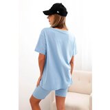 Kesi Włoski Women's cotton set with short sleeves and shorts blue | Shoptok.si