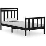  Posteljni okvir črn iz trdnega lesa 75x190 cm 2F6, (20647891) | Shoptok.si
