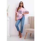 Kesi Włoski Women's cotton blouse with a floral pattern candy pink | shoptok.hr
