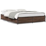 Furnova Posteljni okvir rjav hrast 135x190 cm inženirski les in kovina, (21937361) | Shoptok.si