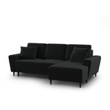 Cosmopolitan Design Crna baršunasti sklopiva/s prostorom za odlaganje kutna garnitura (s desnim kutom/s ležaljkom) Kyoto – | shoptok.hr