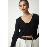  Women's Black Corduroy Sweater Crop Cardigan Suit | shoptok.hr