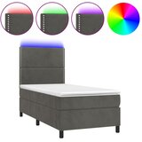 Krevet box spring s madracem LED tamnosivi 80 x 200 cm baršun | shoptok.hr