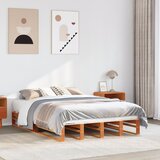 Maison Chic Posteljni okvir - Dvoposteljna postelja - Zakonska postelja brez vzmetnice voščeno rjava 140x200 cm trdna borovina-J2900, (21775042) | Shoptok.si