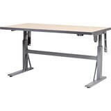 eurokraft pro Delovna miza z električno nastavitvijo višine, lepljena hrastova plošča, nosilnost 350 kg, ŠxG 1200 x 800 mm | Shoptok.si