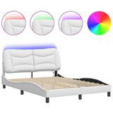  The Living Store Posteljni okvir z LED lučkami bel 140x190 cm umetno usnje - Posteljni Okvir, (21450575) | Shoptok.si