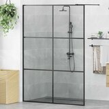  Zid za walk-in tuš Crna 140 x 195 cm Staklo otporno na udarce Cijene
