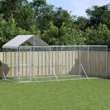 vidaXL Zunanja pasja ograda s streho srebrna 6x2x2,5 m pocinkano jeklo - - Srebrna - 51.55 - 6 x 2 x 2.5 m - 2025- | Shoptok.si