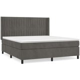  Box spring postelja z vzmetnico temno siva 160x200 cm žamet, (20790176) | Shoptok.si