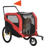 PawHut Prikolica za pse 2 v 1, kolesarska prikolica za pse, voziček za pse z odsevniki, rdeča, (5000240103) | Shoptok.si