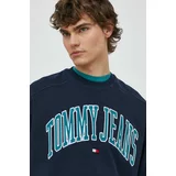 Tommy Jeans Bombažen pulover moški, mornarsko modra barva, DM0DM18628