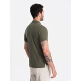Ombre Men's BASIC single-color pique knit polo shirt - dark olive green | Shoptok.si