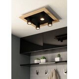 Eglo stropni reflektor Valcasotto 1 900435, 4x GU10, 37x37 cm, crna i drvo | shoptok.hr